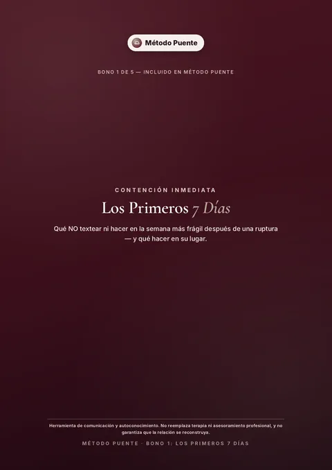 Tapa del bono Los Primeros 7 Días: Qué NO Textear ni Hacer
