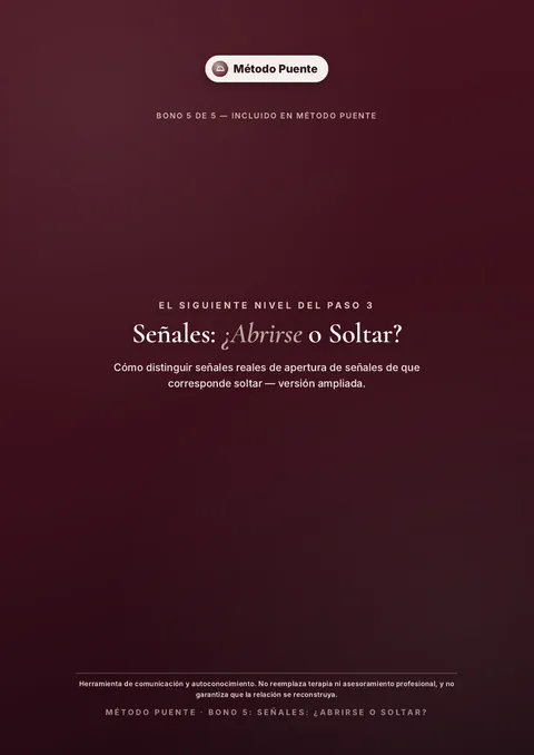 Tapa del bono Señales: ¿Abrirse o Soltar?